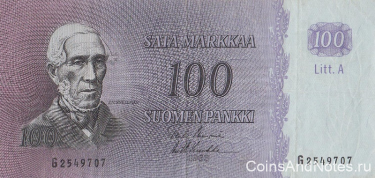100 марок 1963 года. Финляндия. р106а(60)