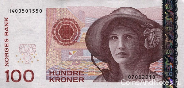 100 крон 2010 года. Норвегия. р49