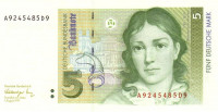 Банкнота 5 марок 1991 года. ФРГ. р37