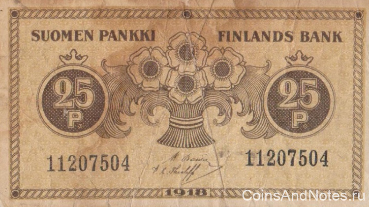 25 пенни 1918 года. Финляндия. р33(8)