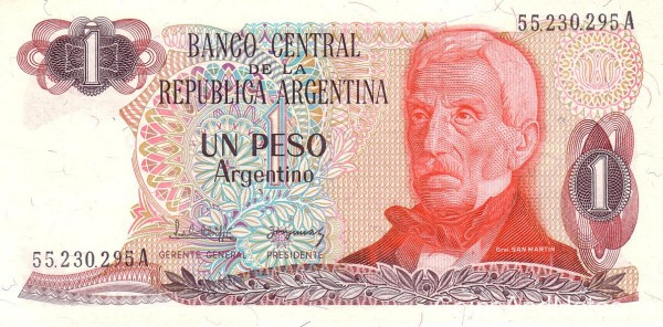 1 песо 1983-1984 годов. Аргентина. р311а(1)