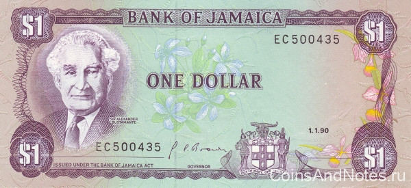 1 доллар 1990 года. Ямайка. р68Ad