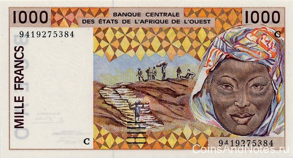 1000 франков 1994 года. Буркина-Фасо.  р311Се