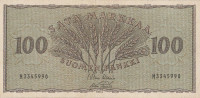 Банкнота 100 марок 1955 года. Финляндия. р91а(5)
