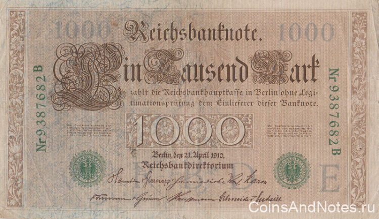 1000 марок 1910 года. Германия. р45b