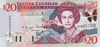 20 долларов 2000 года. Карибские острова. р39d