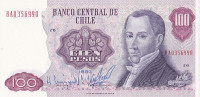 100 песо 1983 года. Чили. р152b