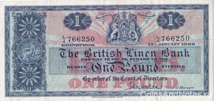 1 фунт 1966 года. Шотландия. р166с