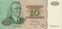 Банкнота 10 марок 1980 года. Финляндия. р111а(26)