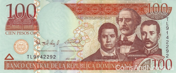 100 песо 2009 года. Доминиканская республика. р177b