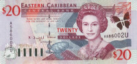 20 долларов 2000 года. Карибские острова. р39u