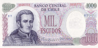 1000 эскудо 1967-1975 годов. Чили. р146(1)