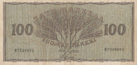 Банкнота 100 марок 1955 года. Финляндия. р91а(4)
