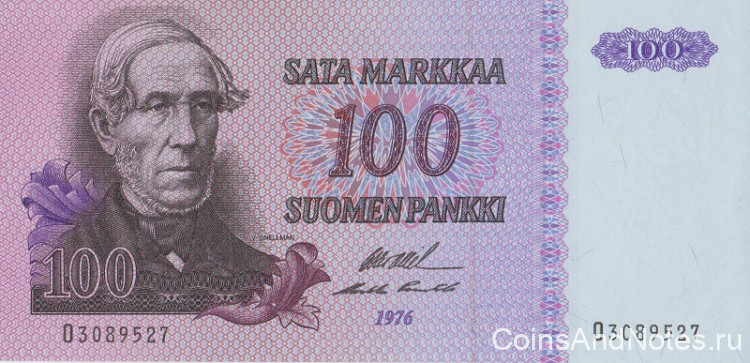 100 марок 1976 года. Финляндия. р109а(84)