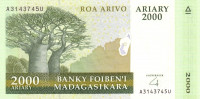 Банкнота 2000 ариари 2007 года. Мадагаскар. р90b