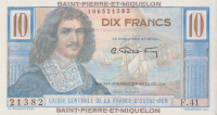 10 франков 1950-1960 годов. Сен-Пьер и Микелон. р23