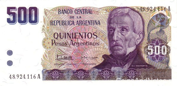 500 песо 1984 года. Аргентина. р316a