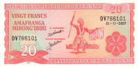 20 франков 01.11.2007 года. Бурунди. р27d