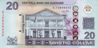 20 долларов 2010 года. Суринам. р164а