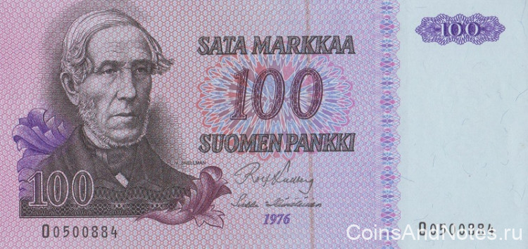 100 марок 1976 года. Финляндия. р109а(53)