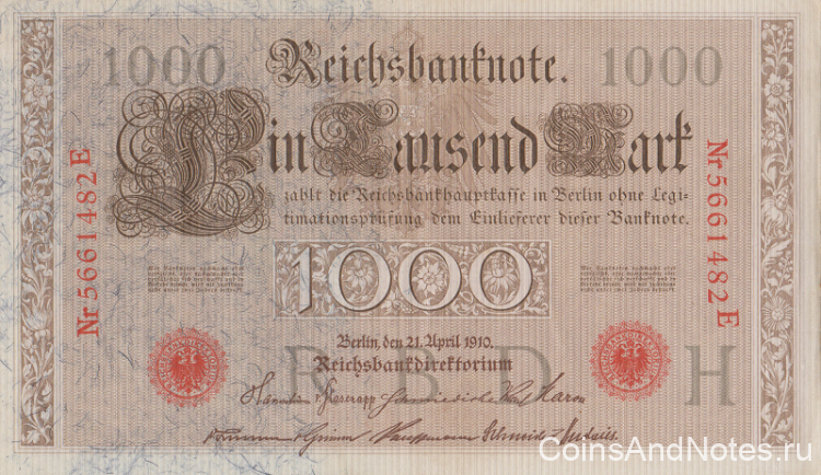 1000 марок 1910 года. Германия. р44b