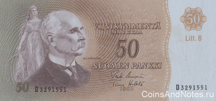 50 марок 1963 года. Финляндия. р107а(60) 50 марок 1963 года. Финляндия. р107а(60)