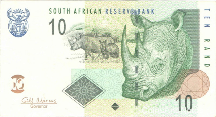 10 рандов 2009 года. ЮАР. р128b