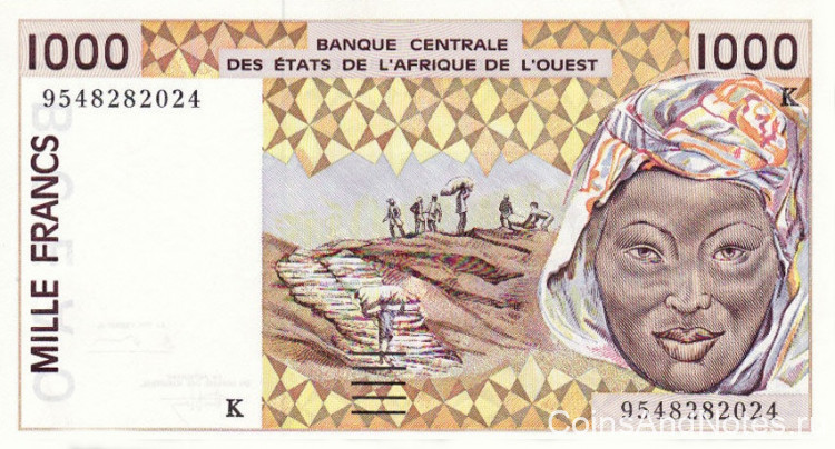 1000 франков 1995 года. Сенегал. р711Ке