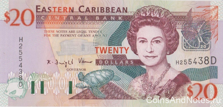 20 долларов 2003 года. Карибские острова. р44d