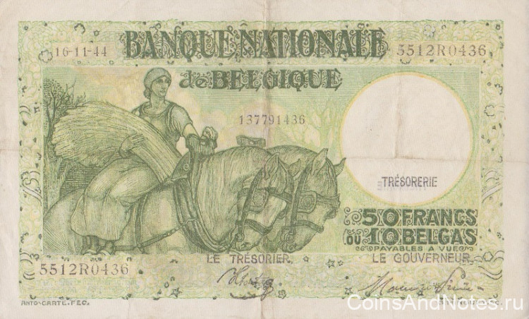 50 франков 16.11.1944 года. Бельгия. р106(4)