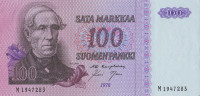 Банкнота 100 марок 1976 года. Финляндия. р109а(13)