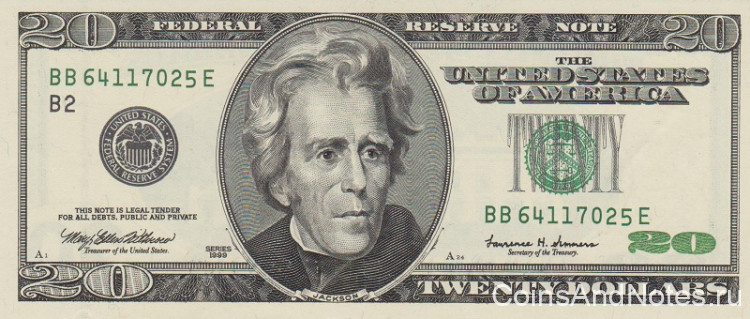20 долларов 1999 года. США. р507(B2)