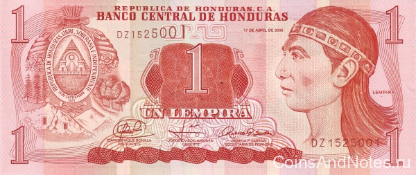1 лемпира 17.04.2008 года. Гондурас. р89a
