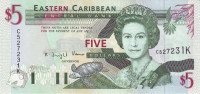 5 долларов 1994 года. Карибские острова. р31к