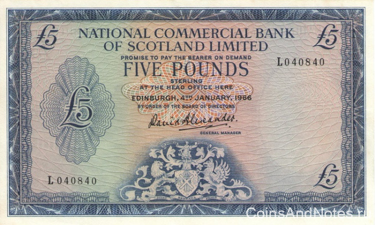 5 фунтов 04.01.1966 года. Шотландия. р272а