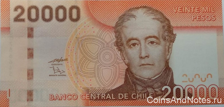20000 песо 2009 года. Чили. р165а