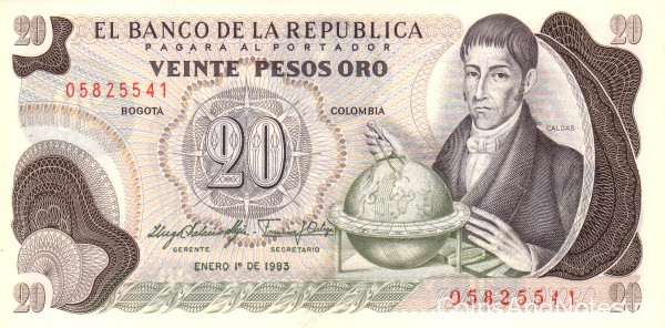 20 песо 01.01.1983 года. Колумбия. р409d