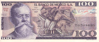 100 песо 25.03.1982 года. Мексика. р74с(VB)