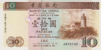 Банкнота 10 патак 1995 года. Макао. р90