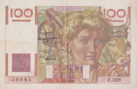 100 франков 07.04.1949 года. Франция. р128b(49)