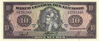 Банкнота 10 сукре 1988 года. Эквадор. р121
