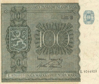 100 марок 1945 года. Финляндия. р88(19)