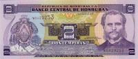 Банкнота 2 лемпира 06.05.2010 года. Гондурас. р80Ah
