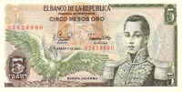 Банкнота 5 песо 01.01.1980 года. Колумбия. р406f