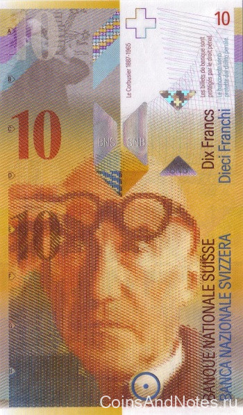 10 франков 2008 года. Швейцария. р67c(2)