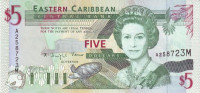 5 долларов 1994 года. Карибские острова. р31м