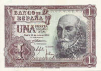 Банкнота 1 песет 22.07.1953 года. Испания. р144