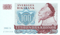100 крон 1980 года. Швеция. р54с