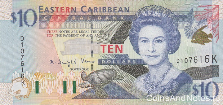10 долларов 2000 года. Карибские острова. р38k
