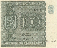 100 марок 1945 года. Финляндия. р88(37)